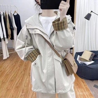 多金•Studio|春秋新款寬鬆連帽外套韓版拚色風衣小個子撞色臺灣賣家臺灣髮貨 0EQC