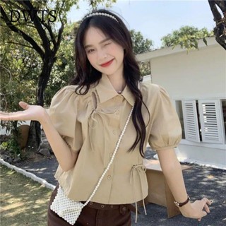 [DWTS🌼]韓版夏款新款2023年設計感短款泡泡短袖襯衫上衣女顯瘦百搭女裝 顯瘦上衣女裝 衣服 外套