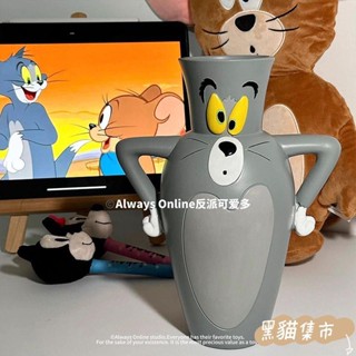 黑貓集市 湯姆貓花瓶 傑瑞鼠創意插花筆筒 桌面趣味收納架擺件 貓和鼠裝飾禮物