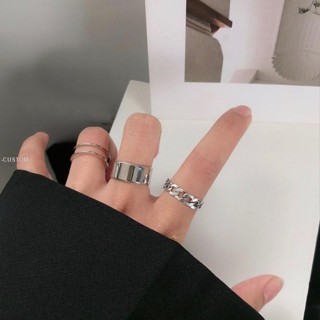 🤍CUSTOM🤍歐美 3件組戒指 嘻哈冷淡風 個性寬面 開口戒指 ✨