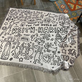 💖限時購💖黑白塗鴉大師 凱斯哈林 Keith haring個性運動卡通毯 沙發毯 多用毯 韓版日係風格毯子 CT4W