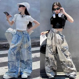 【VV】女童套裝 舞蹈服 爵士舞服 純棉女童爵士舞服裝甜辣jazz時髦模特走秀兒童街舞嘻哈演出服T恤