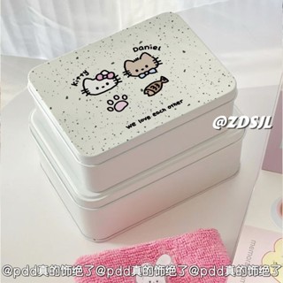 鐵藝收納盒🎀 桌面收納 小貓鐵盒ins學生可愛桌面收納小卡收納盒貼紙高顏值整理紙條 雜物整理 儲物盒