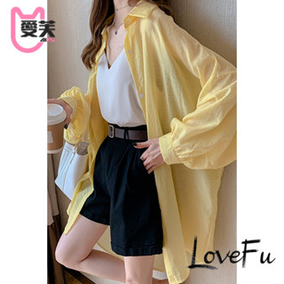 【夏季防曬限定】大碼胖mm寬鬆慵懶風中長款BF條紋防曬襯衫衣超火cee薄款開衫外套Lxip~