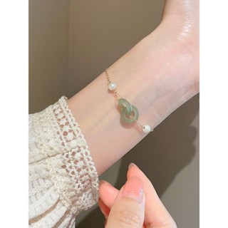 💎金福源珠寶💎環環相扣平安扣和田鈺手鏈女新款珍珠玉石玉石輕奢小眾雙環手串