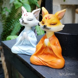 打坐狐狸 禪意九尾狐 微景觀 盆栽裝飾 園藝裝飾 樹脂工藝品擺件 園藝裝飾擺件 造景擺件 創意擺件 微景觀擺件 戶外裝飾