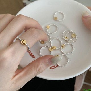 【高質感戒指】【高質感金屬】簡約彈力微笑臉戒指女百搭時尚小眾設計感S925銀指環ins食指戒潮