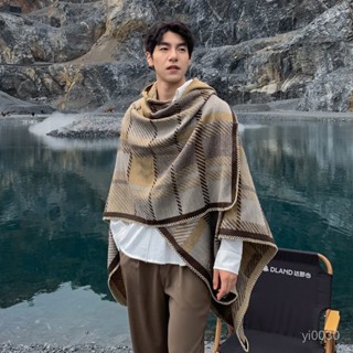 🔥臺灣出貨🔥【旅遊拍照必備】格子鬥篷木耳邊針織新款外套保暖秋冬圍巾披風旅遊拍照民族風披肩