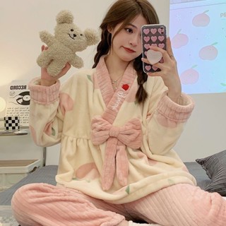 Luzi🍀法蘭絨 睡衣 女 秋冬季 韓版 甜美 卡通 公主風 法蘭絨 女士 加厚 家居服 套裝 韓版睡衣 女士家居服