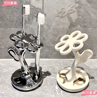 品質保證*花朵牙刷架收納置物架衛生間洗漱臺化妝筆刷架底座支架收納架陶瓷yiyi