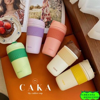HL 新款CAKA雙飲保溫咖啡杯 茶卡三用杯 吸管杯 316不鏽鋼水杯 ins 陶瓷保溫杯 咖啡隨行杯 316保溫48