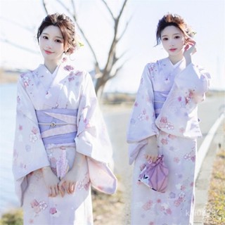 日本和服 和服 和服外套日式和服 角色扮演 cosplay神明少女紫色和服日式改良版溫柔風小清新甜美春日櫻花寫真攝影服