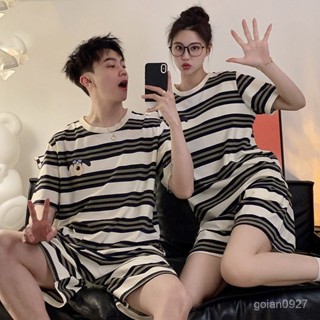 買到超值👙睡衣情侶裝一男一女士純棉春夏款短袖學生ins夏季套裝卡通家居服 FR5F