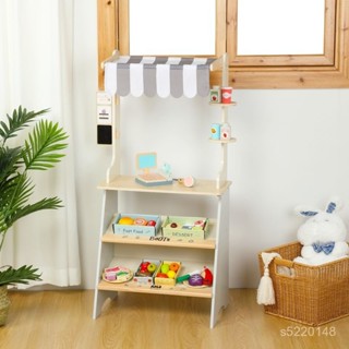 木質玩具 烤箱玩具 廚房玩具 廚房玩具組 模擬廚房 過家家玩具 【贈配件齊全】幼樂比模擬超市收銀機兒童木質商店奶茶廚房