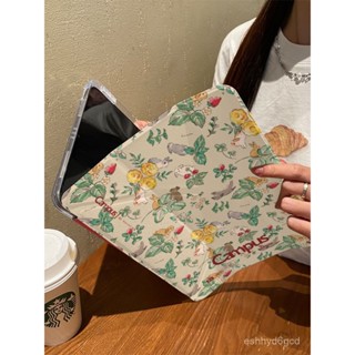 iPad平闆保護殼 【9112人收藏】Y折油畵花朵小兔適用iPadPro2024保護套Air6/5軟7/8/9亞克力13