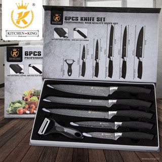 高階品質🎁免運🚚 黑刃刀具套裝 廚房菜刀 不銹鋼廚師刀 六件套禮品 組閤套刀