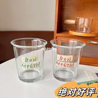 全場免運🔔ins簡約字母印花玻璃杯 咖啡杯 家用早餐杯 牛奶杯 水杯