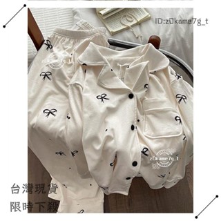 🌱新店開業 限時低價🌱[]冬天保暖德絨睡衣女風韓版蝴蝶結居家服刷毛款長袖睡衣絨甜美家居服兩件套裝ak