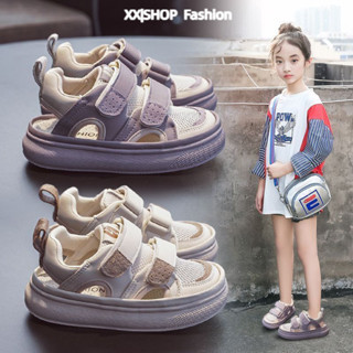 【XX|茜茜 SHOP】免運  超輕軟底女童鞋子 兒童網麵鞋 洋氣娃娃鞋 蝴蝶結女童跑步鞋 公主涼鞋 女童涼拖鞋