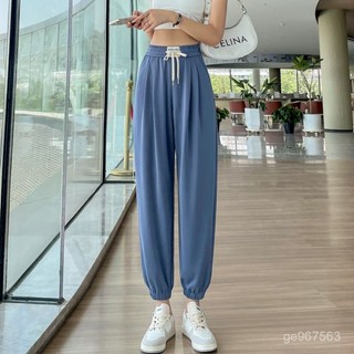 Sy🔆2024新款哈倫春夏運動褲夏季寬鬆薄款顯瘦束腳休閒燈籠褲子 3376