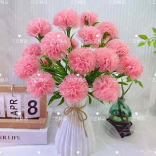 🔥臺灣出貨🔥【母親節特惠】21朵雪紗帶康乃馨花束手工DIY材料包【送花瓶】