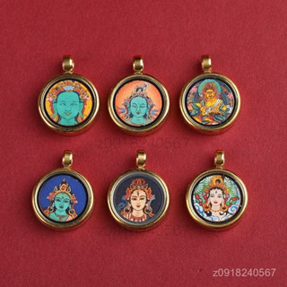 【優質服務】西藏小唐卡弔墜藏式綠度母白度母掛墜五路財神新中式配件八大00