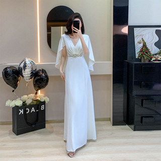 臺灣熱賣【店鋪熱銷】2025年新古箏演出禮服成人女白色長款禮服舞臺錶演民樂演奏服
