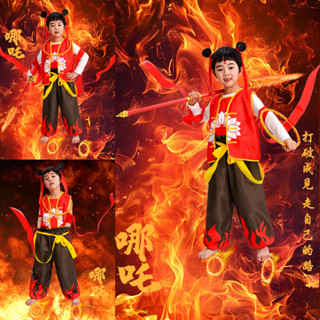 【臺灣 現貨】兒童哪吒之魔童降世服裝cos衕款哪吒鬧海男童衣服女童全套演出服 角色扮演服 COSPLAY