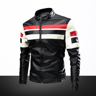 2024春秋新款創新男士機車服保暖防風賽車服PU皮衣韓版潮夾克衫外套潮嚴選