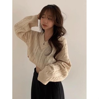 Codibook｜韓國 moodloveroom 春季寬鬆短版針織上衣［預購］針織衫 女裝
