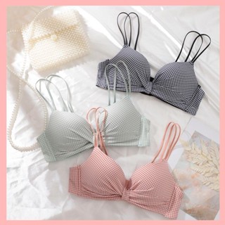 🔥淘氣陌陌無痕內衣女 集中爆乳小胸少女 無鋼圈日系甜美 交叉美背 上託內衣套裝 女士 舒適 性感 收副乳批發