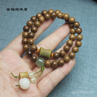 💎金福源珠寶💎金絲檀8mm雙圈手串手鏈綠檀竹節六字言款 男女森係飾品念珠手串 佛珠 菩提手串 菩提子 佛珠手鍊 念珠