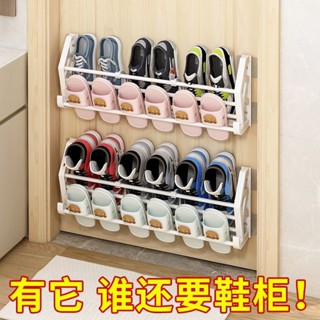 🌸【居家收納】🌸【店鋪熱銷】俏天下門後鞋架壁掛式免打孔浴室拖鞋架入戶門家用鞋子收納置物架 野原小店