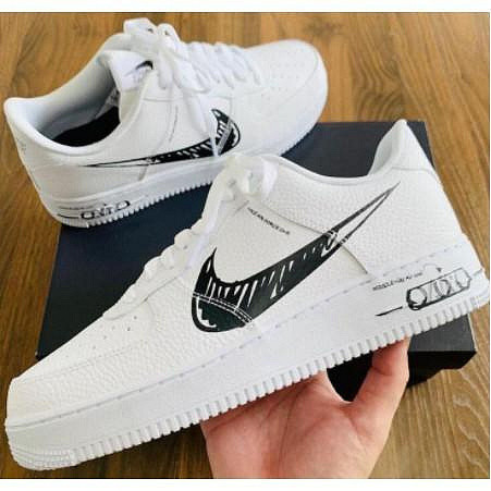 Nike Air Force 1 Sketch AF1 白黑 白藍 手稿塗鴉 CW7581-100-101