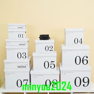 熱銷-紙質收納盒白色數字款簡約ins風收納箱辦公檔案整理箱家用儲物盒