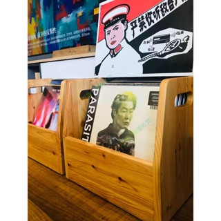☂🔔推薦 黑膠唱片收納箱簡約木盒收藏架多用收納架辦公家用手提cd存儲盒 珞家精品