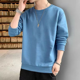 【XIU】🍒M-5XL秋季潮流圓領薄款大學T 男士休閑長袖男青年舒適上衣 衛衣男 長袖 打底