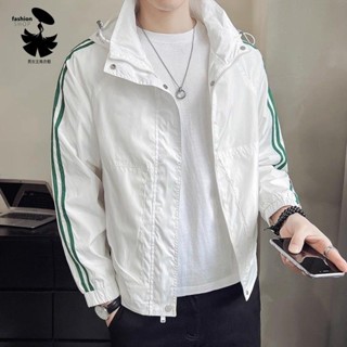 新款連帽痞帥夾克外套 男士春秋季薄款男工裝休閑運動上衣韓版潮流 YY