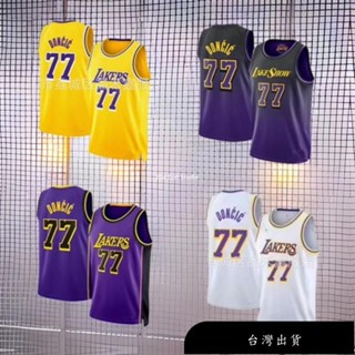 【免運】新款湖人隊 球衣 77號 東契奇 Doncic 城市版黃色 刺繡籃球服