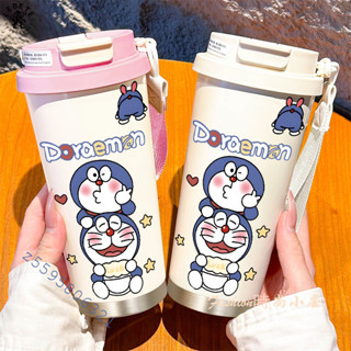 LEBETE可愛哆啦a夢不銹鋼保溫杯大容量 ins女生戶外隨行吸管咖啡杯 隨身杯 隨行杯 吸管杯 咖啡保溫杯 不鏽鋼杯