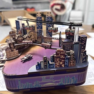 ✨特惠手作衕趣文創重慶時代八音盒手工DIY長江國際創意家居模型擺件音樂盒手工diy 手工課玩具 生日禮物 情人節禮物