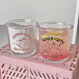 🍑限時下殺價🍑400ml 韓風耐熱玻璃杯 水杯 可愛杯子 咖啡杯 燕麥杯 牛奶杯 早餐麥片杯 冷萃咖啡杯
