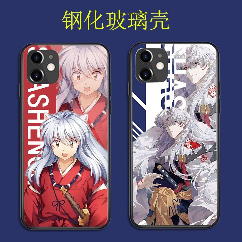 🌈桃園 犬夜叉 手機殼 犬夜叉 週邊 殺生丸 手機保護殼 iPhone手機殼 鋼化玻璃手機殻犬夜叉殺生丸磨砂白色軟真我v