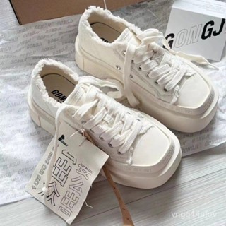 【TOXIC的店】臺灣出貨🚚小眾原創方頭帆布鞋女2025春夏新款港風厚底小白鞋休閒百搭運動鞋