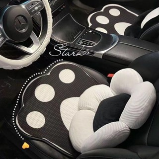 【久坐不纍】汽車坐墊 夏季冰絲卡通熊貓四季通用車座椅套 可愛車墊 座墊 涼墊 夏季汽車座椅坐墊 通用款可水洗座椅防護墊