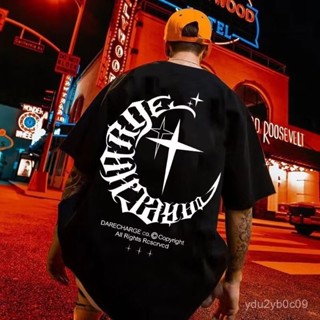 歐美 月亮星星 寬鬆 上衣 短袖 美式復古上衣 男生衣服 hiphop 大尺碼
