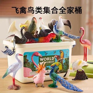 🔥24h桃園有貨🔥動物模型 實心模擬套裝認知飛禽鳥類老鷹鸚鵡孔雀火烈鳥 3M6L