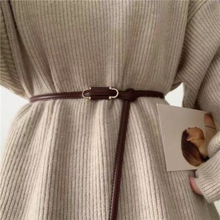 (新品爆款)氣質打結無孔皮帶女軟皮時尚配毛衣牛仔褲腰帶裝飾免打孔腰鍊 腰帶女 女生皮帶 伸縮腰帶 伸縮皮帶 腰封 腰繩