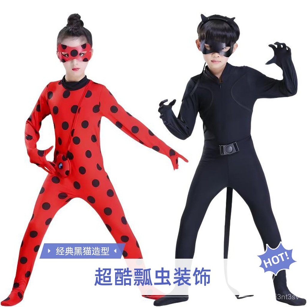 買好的💯萬聖節瓢蟲少女cosplay服裝黑貓瓢蟲奇跡少女連體衣舞臺錶演服裝 TMQS