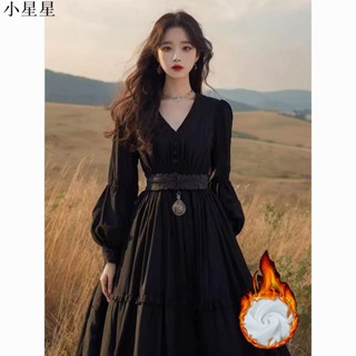 小星星🍓【店鋪熱銷】赫本風洋裝 復古宮廷風黑色絲絨洋裝 在逃公主古著長裙 黑色小禮服洋裝